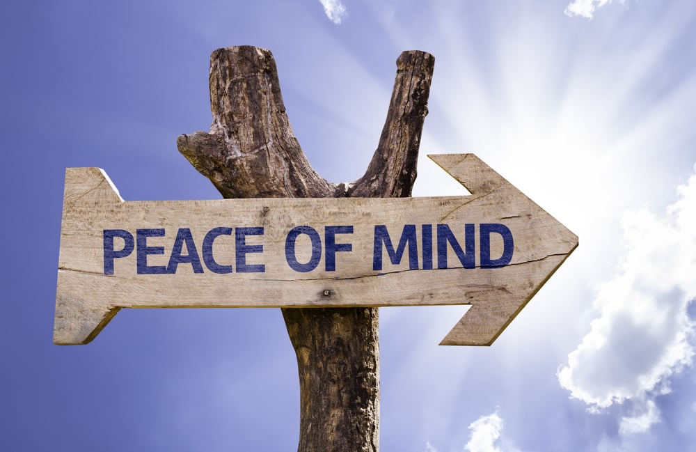 Peace of Mind wooden sign on a beautiful day-1